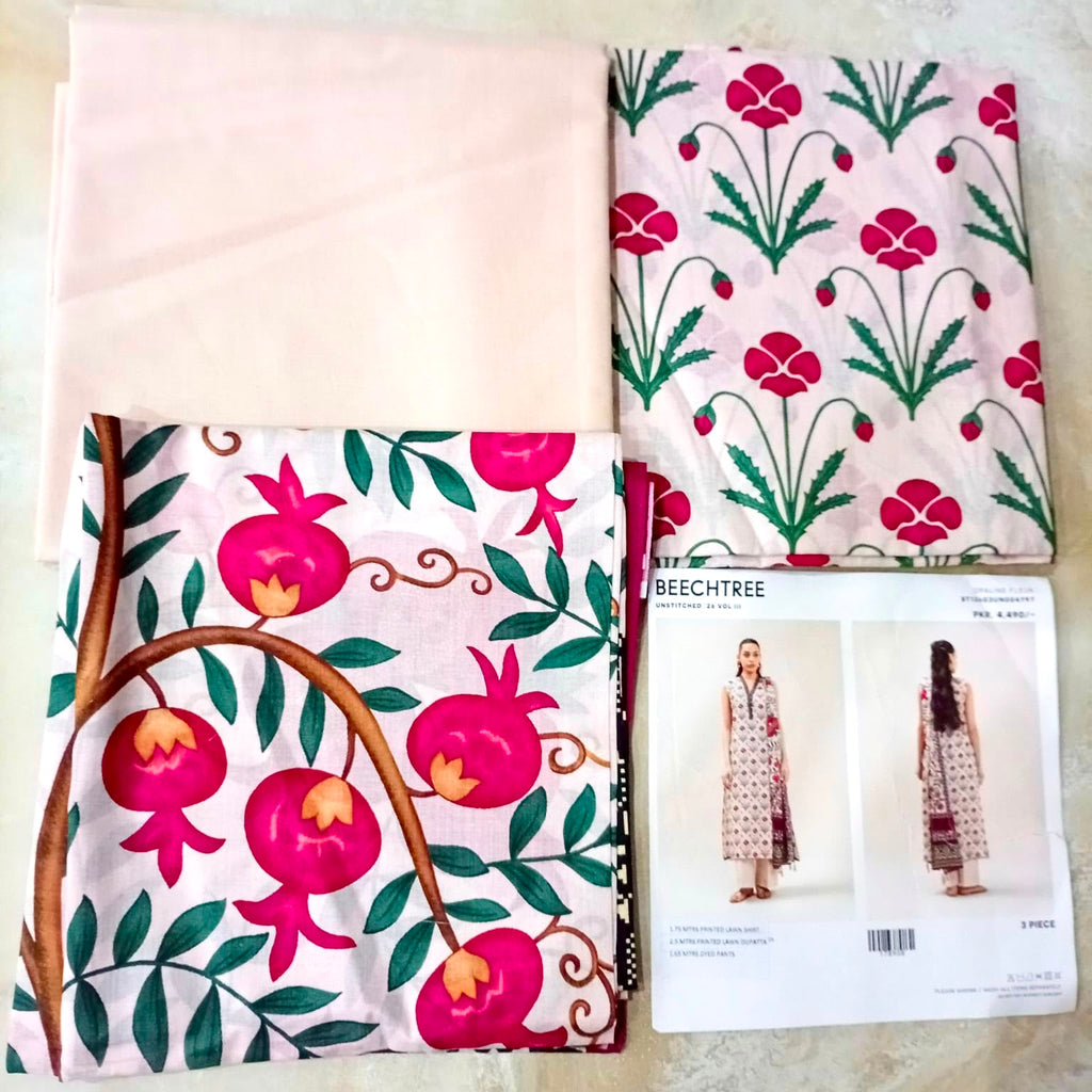 Beechtree 3pc printed  lawn suit