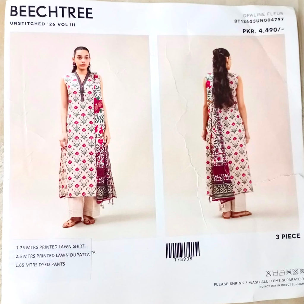 Beechtree 3pc printed  lawn suit