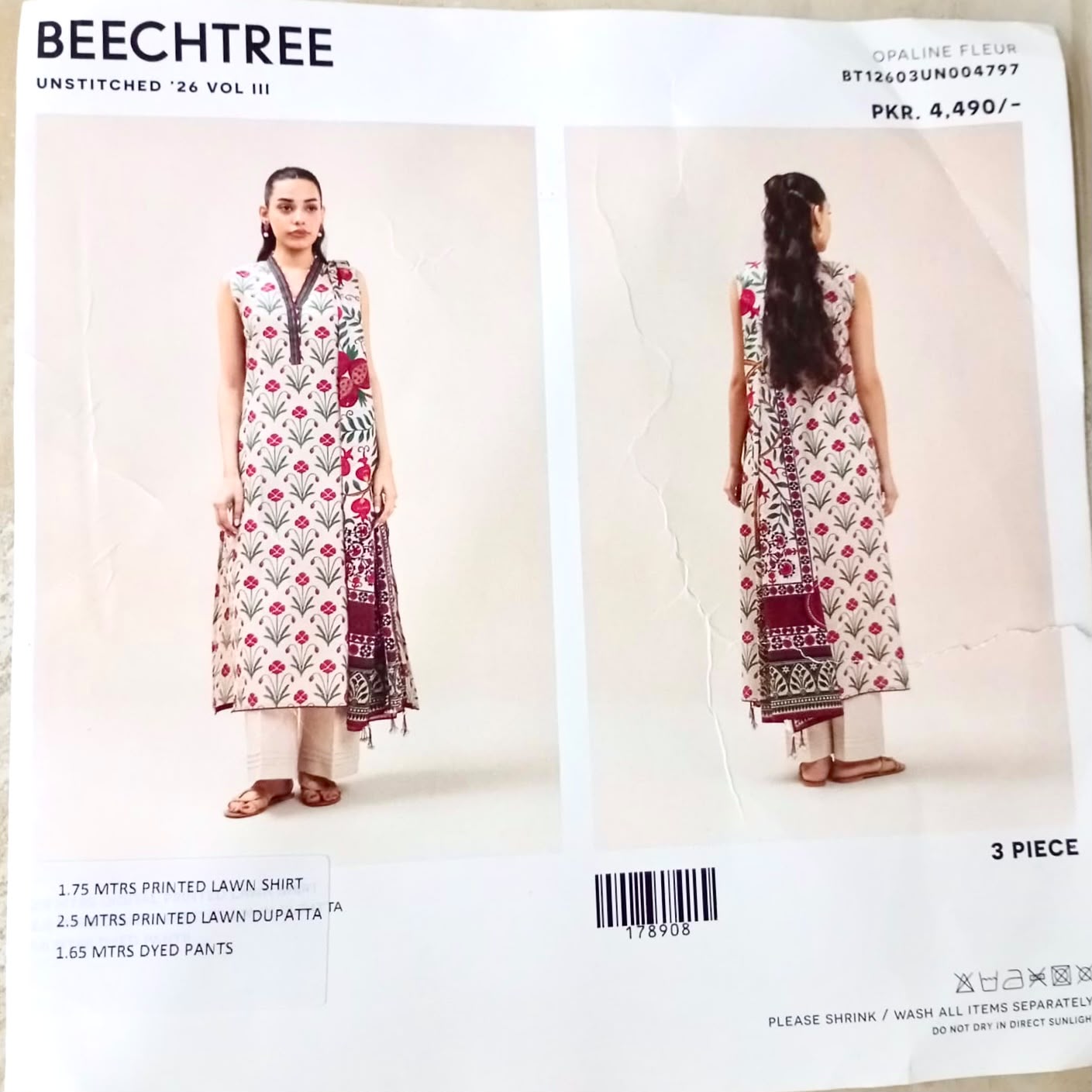 Beechtree 3pc printed  lawn suit